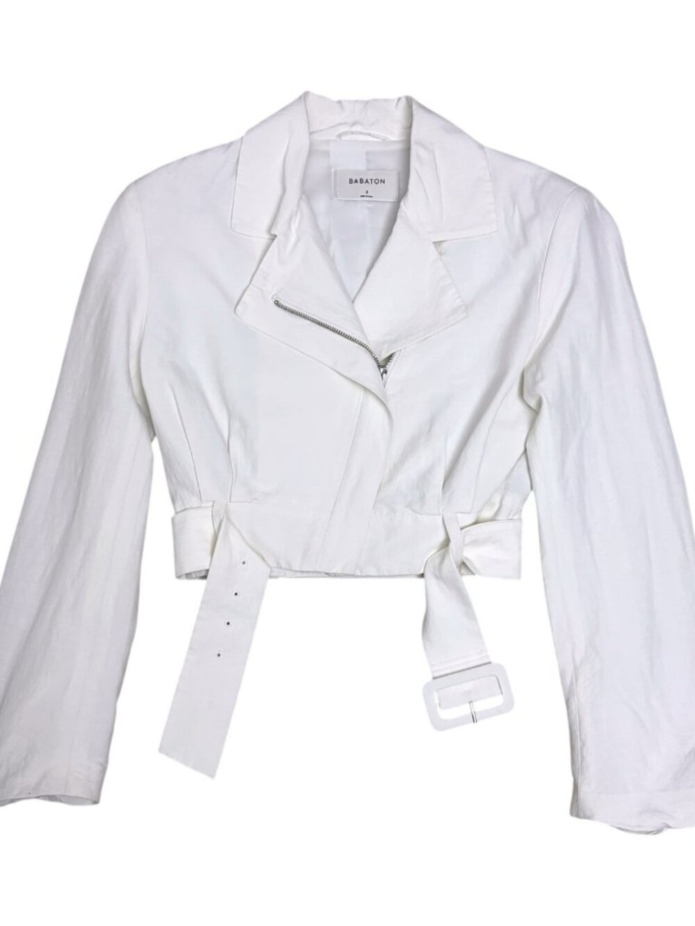 BABATON ARITZIA Cropped LINEN Jacket White Business Casual Luxury Womens Small